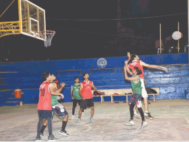 a view of the first semifinal of inverx trophy baskeball tournament played at muhammad nasir international courts on saturday photo app