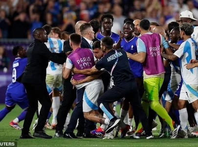 france s win over argentina in olympics quarter final erupts into clash