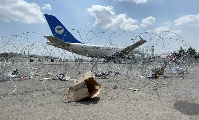 a commercial airplane is seen at the hamid karzai international airport a day after us troops withdrawal in kabul afghanistan august 31 2021 photo reuters