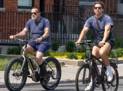 arnold schwarzenegger and son joseph baena enjoy twinning bike ride in toronto arnold schwarzenegger and son joseph baena enjoy twinning bike ride in toronto