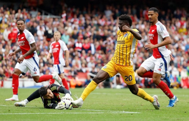 arsenal held to 1 1 draw by brighton as rice sees red arsenal held to 1 1 draw by brighton as rice sees red