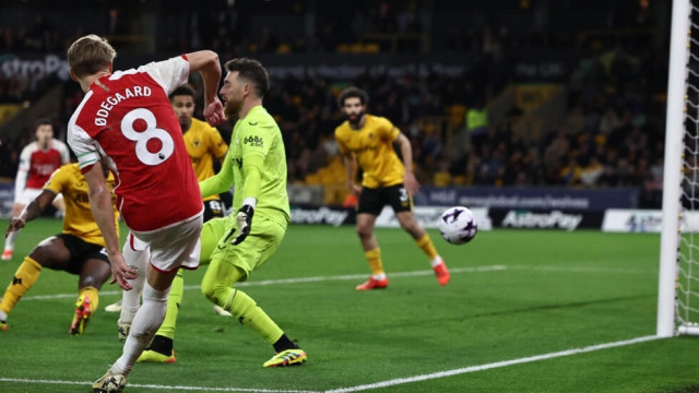martin odegaard left scored in arsenal s 2 0 win at wolves photo afp martin odegaard left scored in arsenal s 2 0 win at wolves photo afp