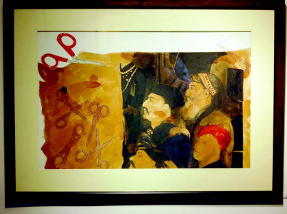 exhibition wooden pawns carved out coins save an otherwise dull show