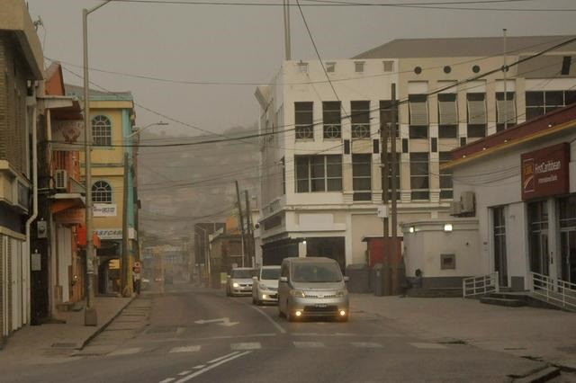 ash covers roads a day after the la soufriere volcano erupted after decades of inactivity in kingstown st vincent and the grenadines april 10 2021 photo reuters