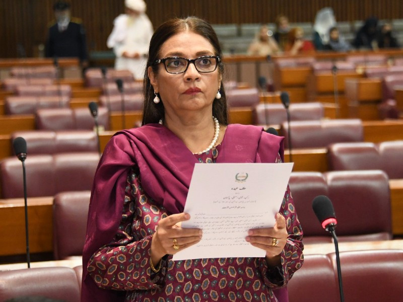 asiya azeem member national assembly from punjab took oath before house under article 65 of the constitution photo twitter naofpakistan