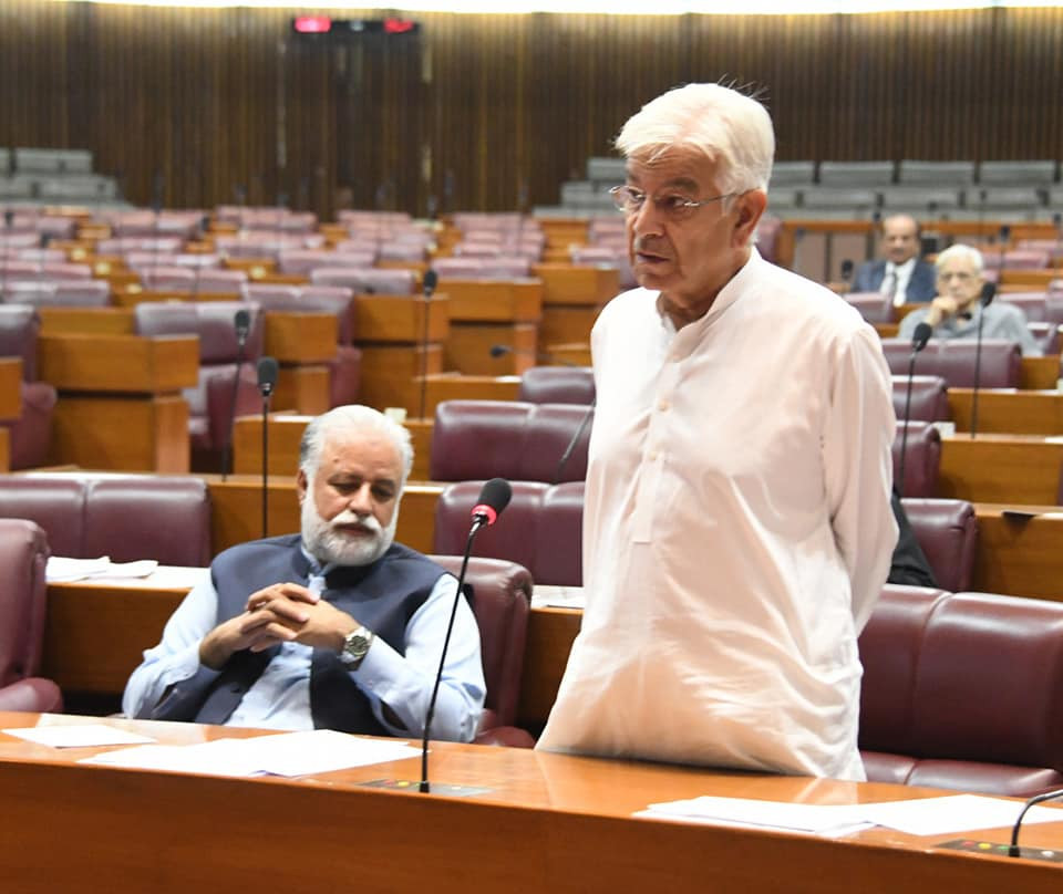 defence minister khawaja asif expressing his views in the national assembly of pakistan on aug 10 2022 photo facebook nationalassemblyofpakistan