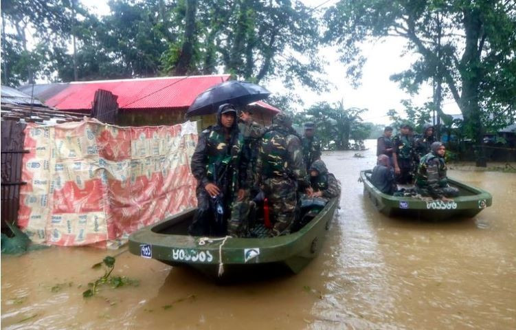 Troops have been dispatched to evacuate people from flooded areas in Bangladesh - AFP
