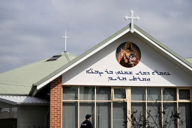 police investigate at the assyrian christ the good shepherd church after a knife attack in wakeley in sydney australia april 16 2024 photo reuters
