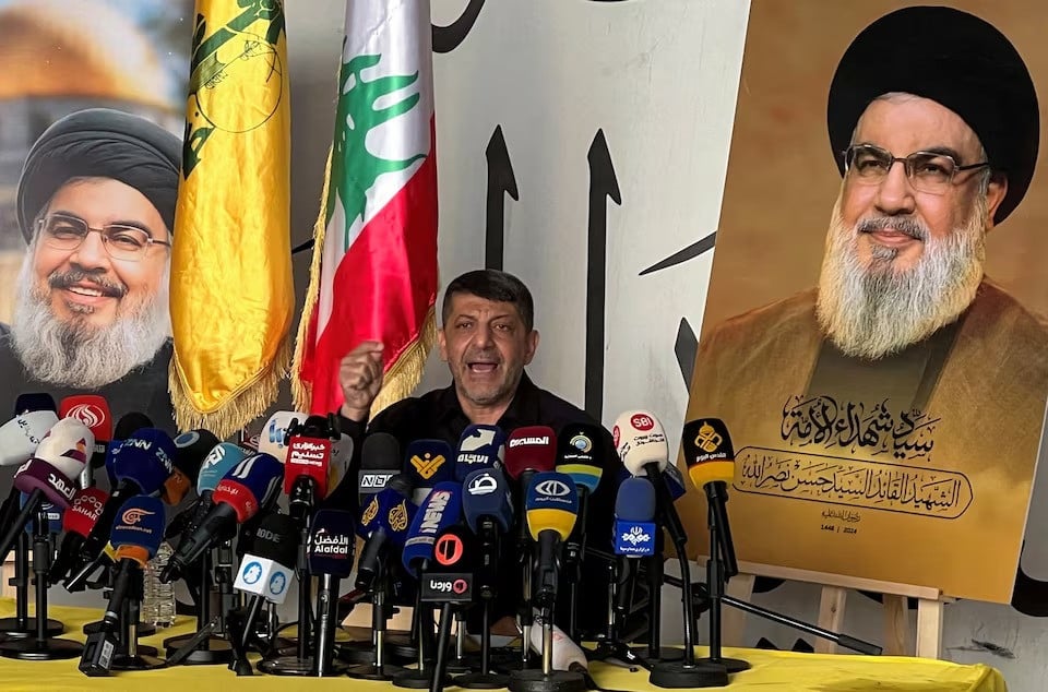 the head of hezbollah s media office mohammad afif speaks during a press conference in beirut s southern suburbs in lebanon on november 11 2024 photo reuters