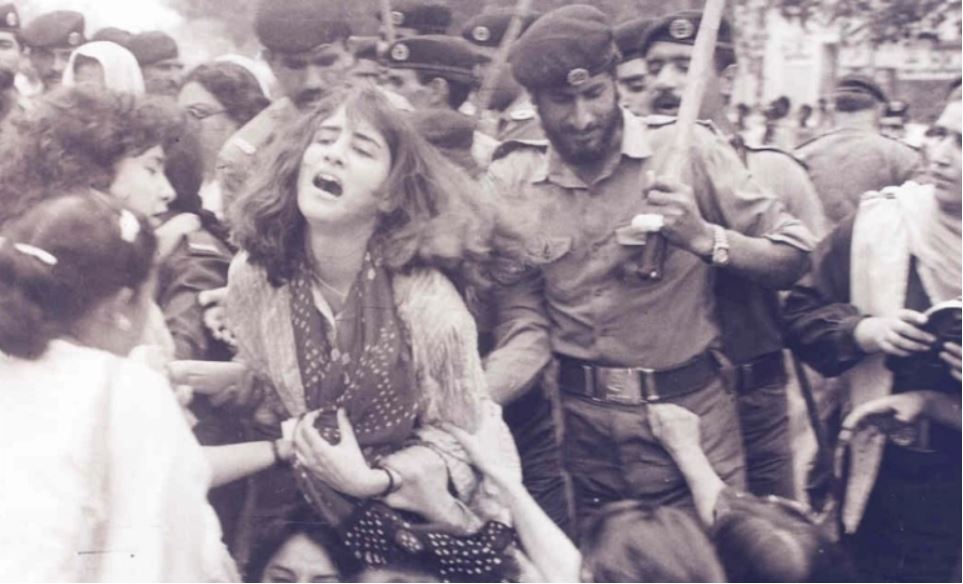 Photo: Police brutality on a demonstration in Lahore on February 12, 1983, courtesy of Shirkatgah Women's Resource Centre.