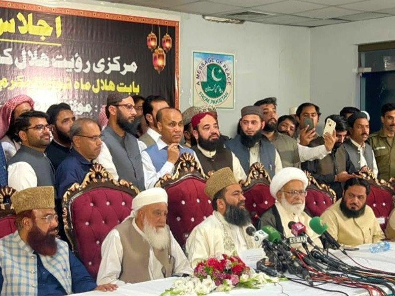 central ruet e hilal committee chairman maulana abdul khabir azad addresses a press conference in islamabad on april 9 2024 photo app