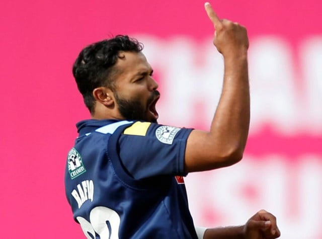 yorkshire s azeem rafiq celebrates the wicket of durham s ben stokes photo reuters yorkshire s azeem rafiq celebrates the wicket of durham s ben stokes photo reuters