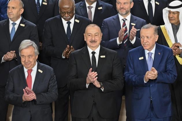 participating world leaders and delegates pose for a family photo during the united nations climate change conference cop29 in baku photo afp