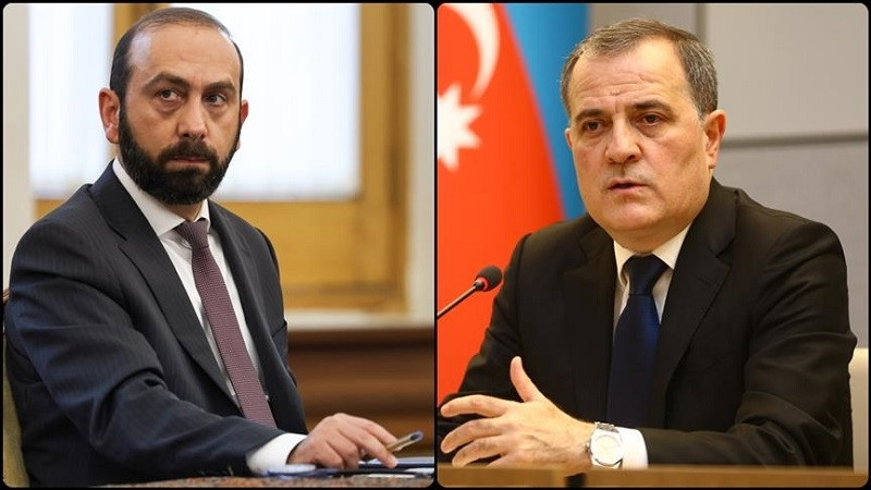 armenian foreign minister ararat mirzoyan l and azerbaijan s foreign minister jeyhun bayramov r photo anadolu agency