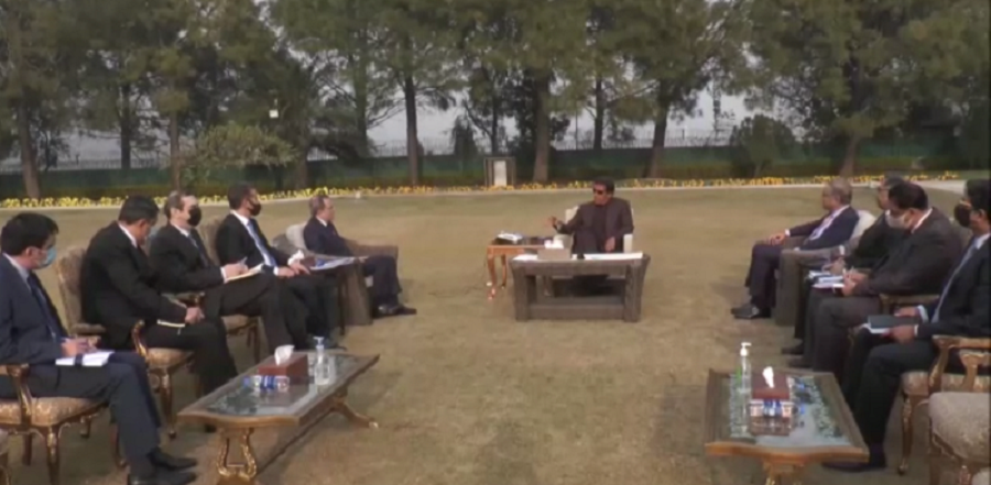 azeri delegation led by foreign minister jeyhun bayramov calls on pm imran in islamabad screengrab