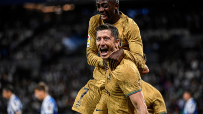 lewandowski s first barca goals see off real sociedad lewandowski s first barca goals see off real sociedad