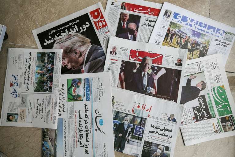 Newspapers in Iran's capital Tehran on Sunday carried stories about Joe Biden's win in the US general election. AFP