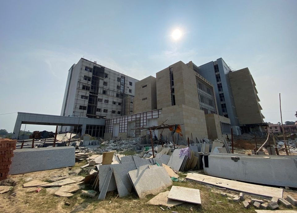 A view of the construction site of a 200-bed advanced-care hospital, a unit of the Jawaharlal Nehru Medical College and Hospital in Bhagalpur district in the eastern state of Bihar, India, November 12, 2021. Picture taken November 12, 2021. REUTERS
