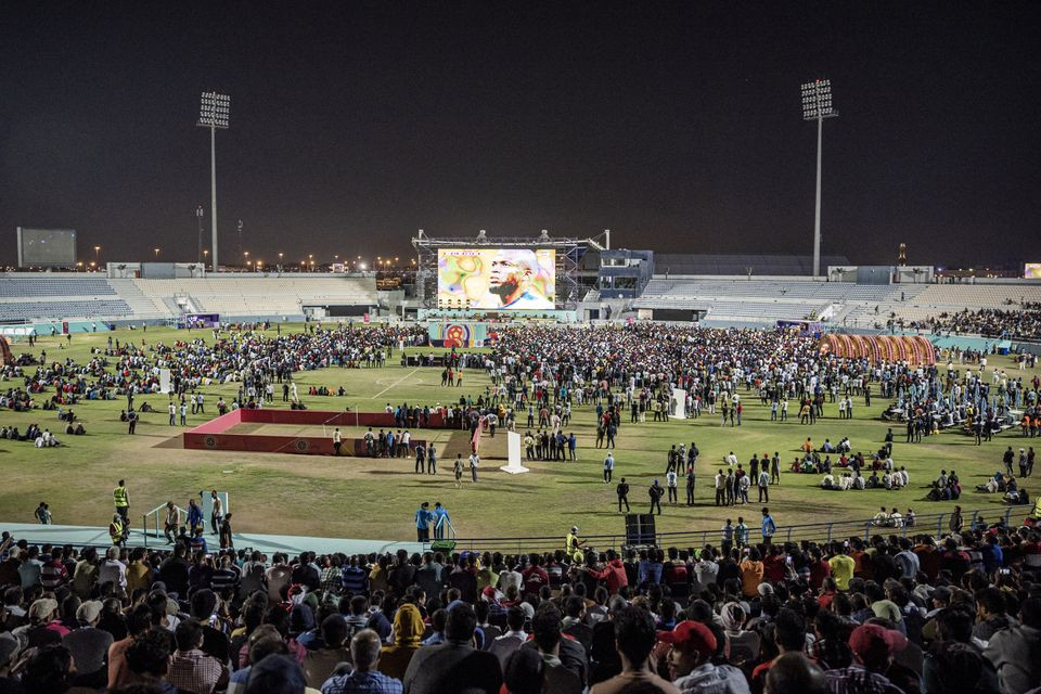 general view of the migrant workers during the half time show reuters