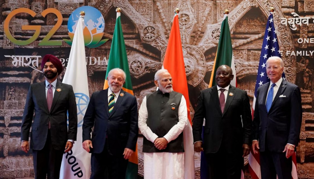 world bank president ajay banga brazilian president luiz inacio lula da silva indian prime minister narendra modi south african president cyril ramaphosa and us president joe biden during g20 summit in new delhi india sept 9 2023 photo reuters world bank president ajay banga brazilian president luiz inacio lula da silva indian prime minister narendra modi south african president cyril ramaphosa and us president joe biden during g20 summit in new delhi india sept 9 2023 photo reuters