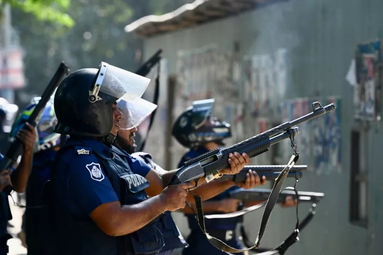 police fire rubber bullets in an attempt to disperse bnp activists in araihazar some 40km from dhaka on october 31 2023 photo afp police fire rubber bullets in an attempt to disperse bnp activists in araihazar some 40km from dhaka on october 31 2023 photo afp