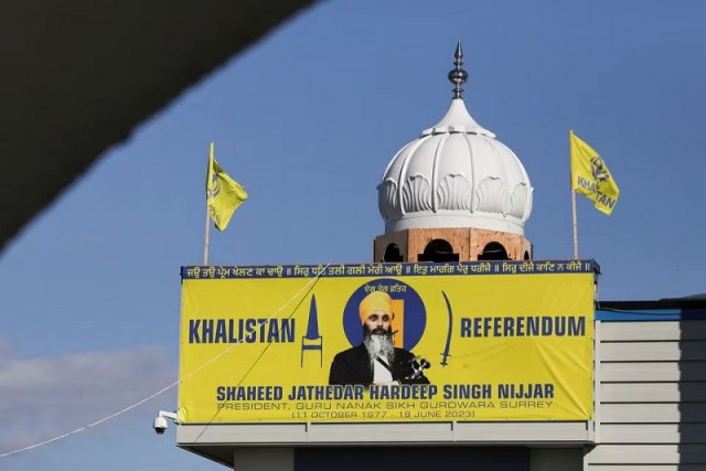banner of sikh leader hardeep singh nijjar is seen at the guru nanak sikh gurdwara temple in surrey british columbia canada september 20 2023 photo reuters banner of sikh leader hardeep singh nijjar is seen at the guru nanak sikh gurdwara temple in surrey british columbia canada september 20 2023 photo reuters