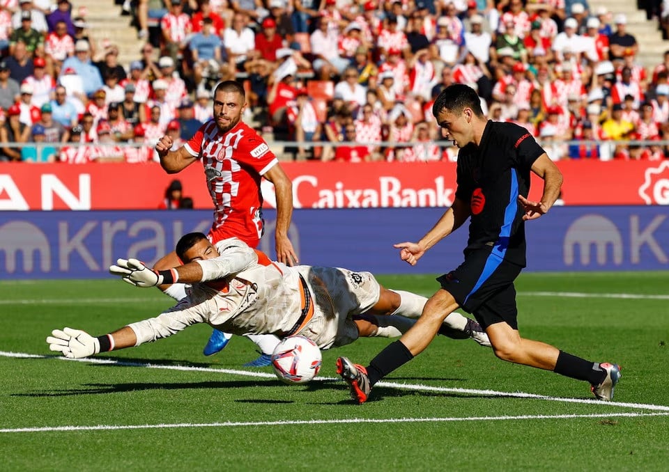 fc barcelona s pedri scores their fourth goal in laliga match between girona vs fc barcelona at estadi montilivi girona spain on september 15 2024 photo reuters