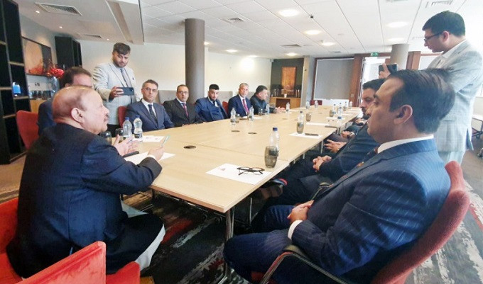 president azad jammu kashmir barrister sultan mehmood pictured while chairing the meeting of the committee constituted for the release of hurriyet leader yasin malik photo express