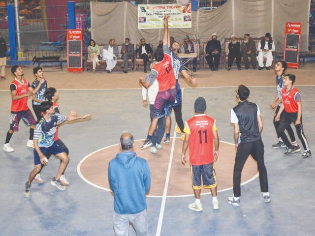 a view of the aram bagh club versus eagles club basketball match at inverex trophy on wednesday photo app