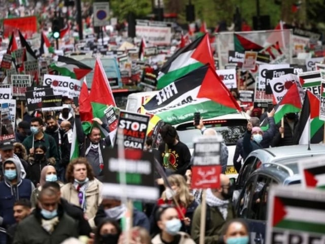 protest sparked by israeli airstrike on humanitarian safe zone in gaza that killed at least 40 civilians photo bbc