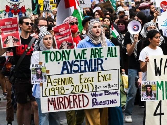 hundreds of pro palestinian demonstrators gather at westlake park and marched on streets to protest against israel in seattle washington united states on september 7 2024 after 26 year old turkish american woman aysenur ezgi who was killed in nablus as she was standing in solidarity with the palestinian people photo anadolu agency