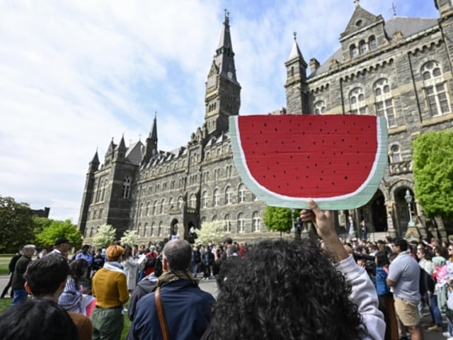 georgetown university students take part in a campus protest against the ongoing israeli attacks on gaza in washington d c united states on april 25 2024 photo anadolu agency