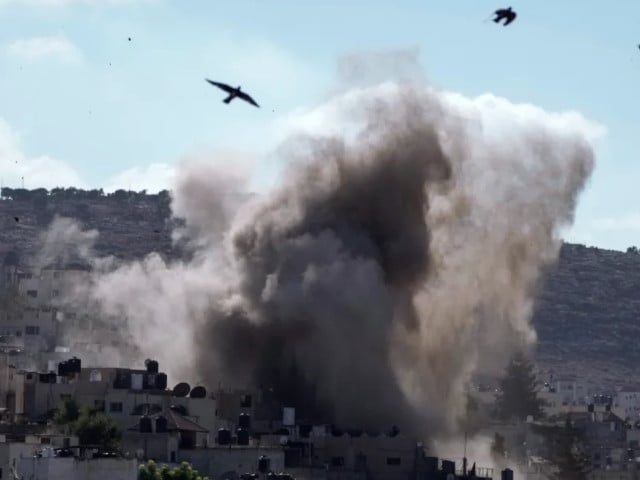 n explosion is seen during an israeli military operation in the west bank city of jenin thursday sept 5 2024 photo ap