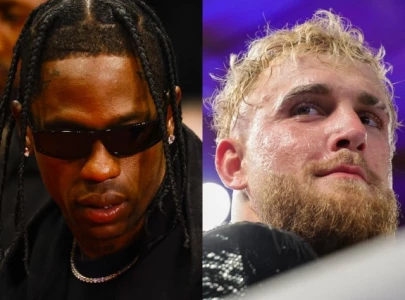 travis scott and jake paul link up at michael rubin s white party