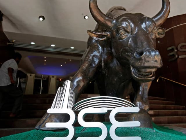 the bombay stock exchange bse logo is seen under a bull statue at the entrance of their building in mumbai india january 30 2018 photo reuters