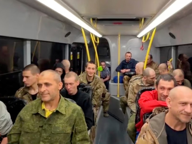 a still image from a video released by the russian defence ministry shows what it said to be captured russian service personnel in a bus following the latest exchange of prisoners of war at an unknown location in the course of russia ukraine conflict in this image taken from handout footage photo reuters