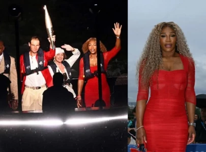 serena williams nearly falls during olympic flame ceremony at paris 2024