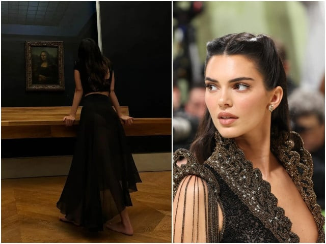 kendall jenner goes barefoot for midnight louvre tour with bad bunny