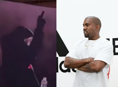 kanye west flips off adidas during vultures 2 listening party in china