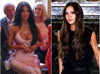 victoria beckham makes her debut on the kardashians during paris fashion week