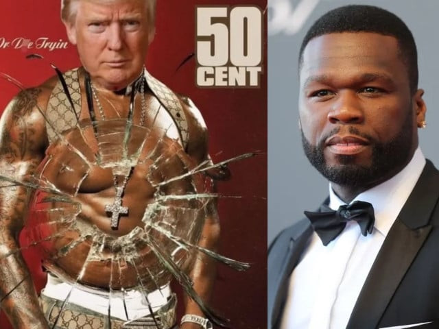 50 cent posts altered get rich or die tryin cover featuring trump after rally shooting incident