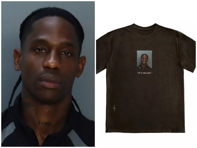 travis scott unfazed by arrest launches it s miami merch featuring mugshot