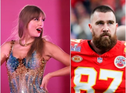 taylor swift shoots her shot and an arrow at boyfriend travis kelce during london eras tour