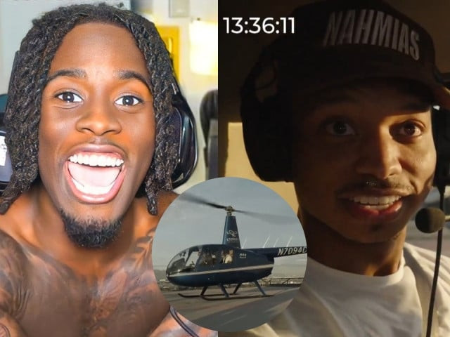 kai cenat takes off in a helicopter with 100k giveaway winner after stream sniping challenge in la
