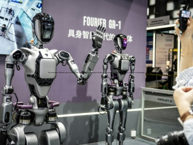 humanoid robots on display at the world artificial intelligence conference in shanghai photo afp