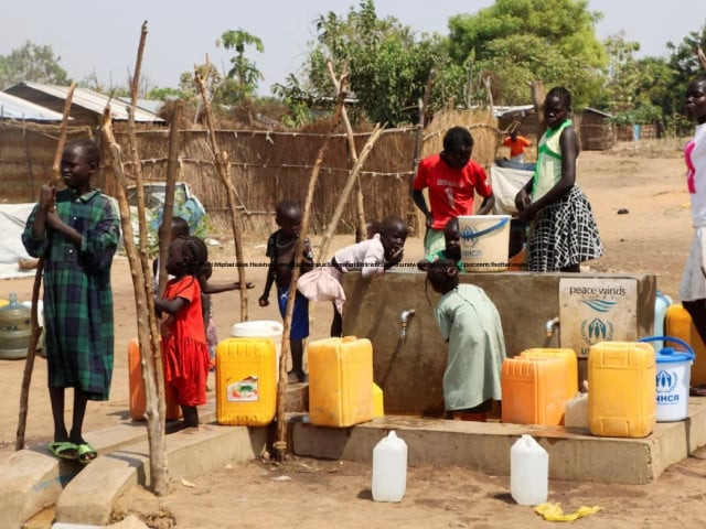 sudanese refugees collect water from a borehole at the gorom refugee camp hosting sudanese refugees who fled recent fighting near juba in south sudan january 26 2024 photo reuters sudanese refugees collect water from a borehole at the gorom refugee camp hosting sudanese refugees who fled recent fighting near juba in south sudan january 26 2024 photo reuters