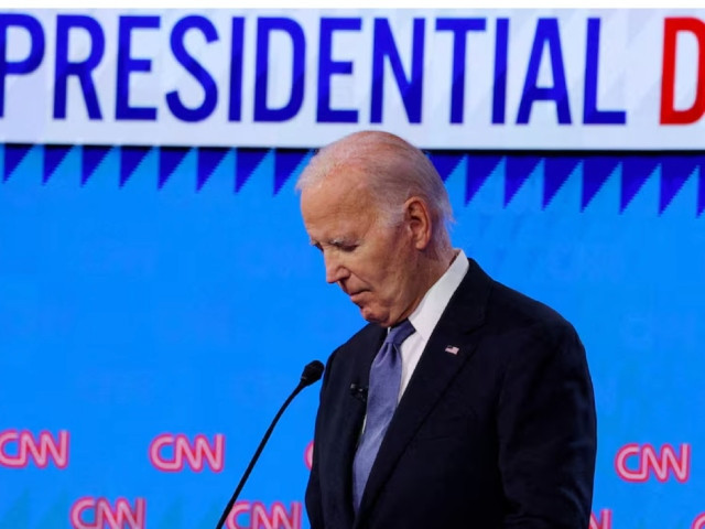 democratic presidential candidate us president joe biden listens as republican presidential candidate and former us president donald trump speaks during their debate in atlanta georgia us june 27 2024 photo reuters democratic presidential candidate us president joe biden listens as republican presidential candidate and former us president donald trump speaks during their debate in atlanta georgia us june 27 2024 photo reuters