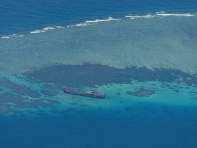 an aerial view shows the brp sierra madre on the contested second thomas shoal locally known as ayungin in the south china sea march 9 2023 photo reuter