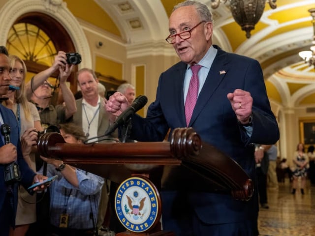 senate majority leader chuck schumer d ny answers reporters questions during a press conference following the weekly senate caucus luncheons on capitol hill in washington us photo reuter