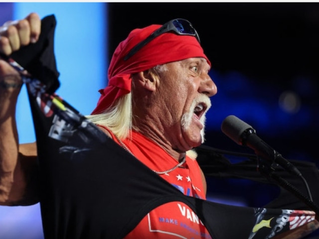 hulk hogan professional entertainer and wrestler rips his shirt while speaking on day 4 of the rnc at the fiserv forum in milwaukee wisconsin us july 18 2024 photo reuters hulk hogan professional entertainer and wrestler rips his shirt while speaking on day 4 of the rnc at the fiserv forum in milwaukee wisconsin us july 18 2024 photo reuters